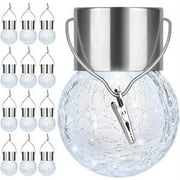 JIEYAN White Solar Powered Outdoor Hanging Lanterns, Waterproof Handle \u0026 Clip (2-Count)